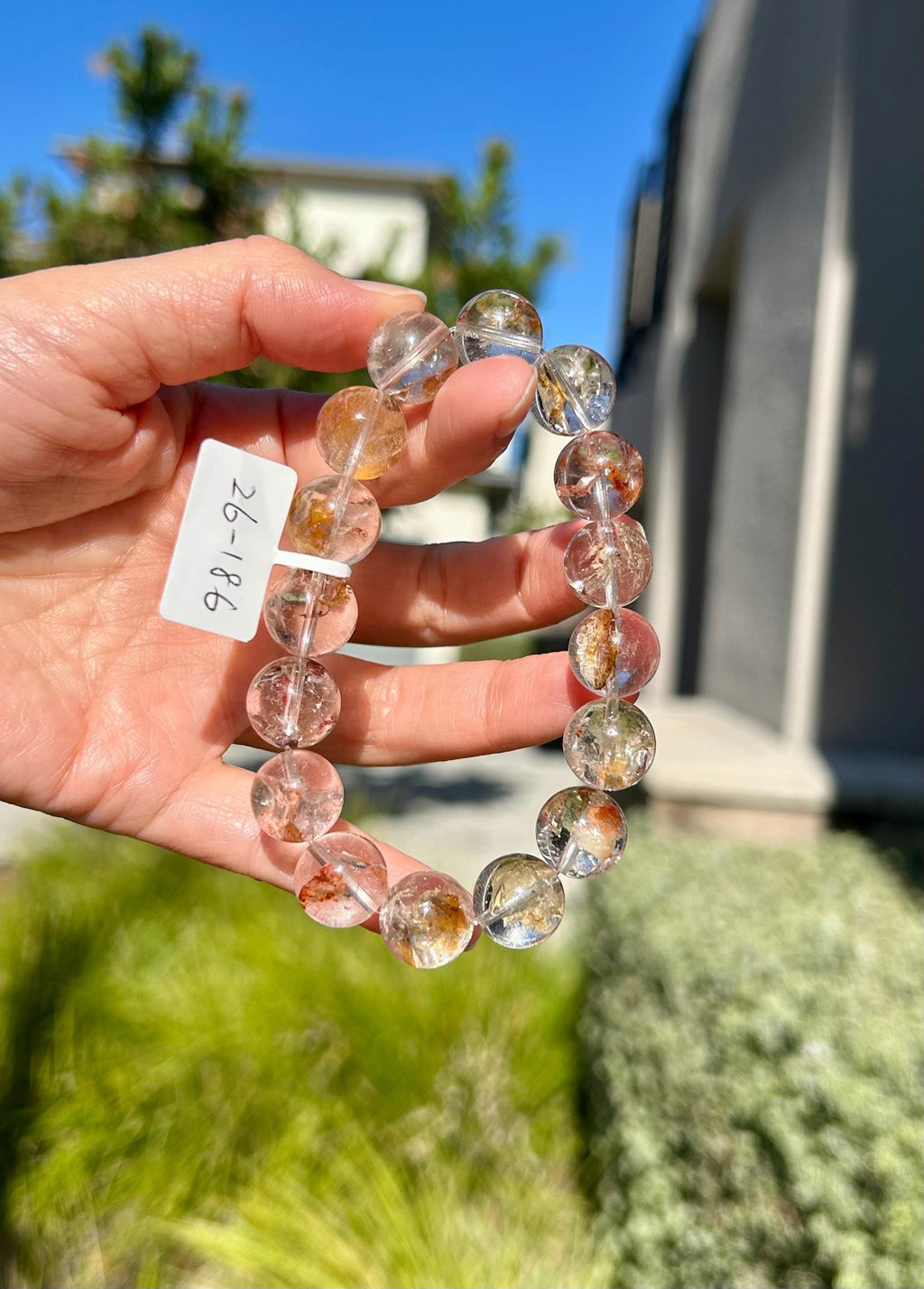 Healing Crystal, Herkimer Diamond Crystal Bracelet: High Frequency Healing Gemstone, 13mm beads, Fits up to 17cm wrist,  (26-186)