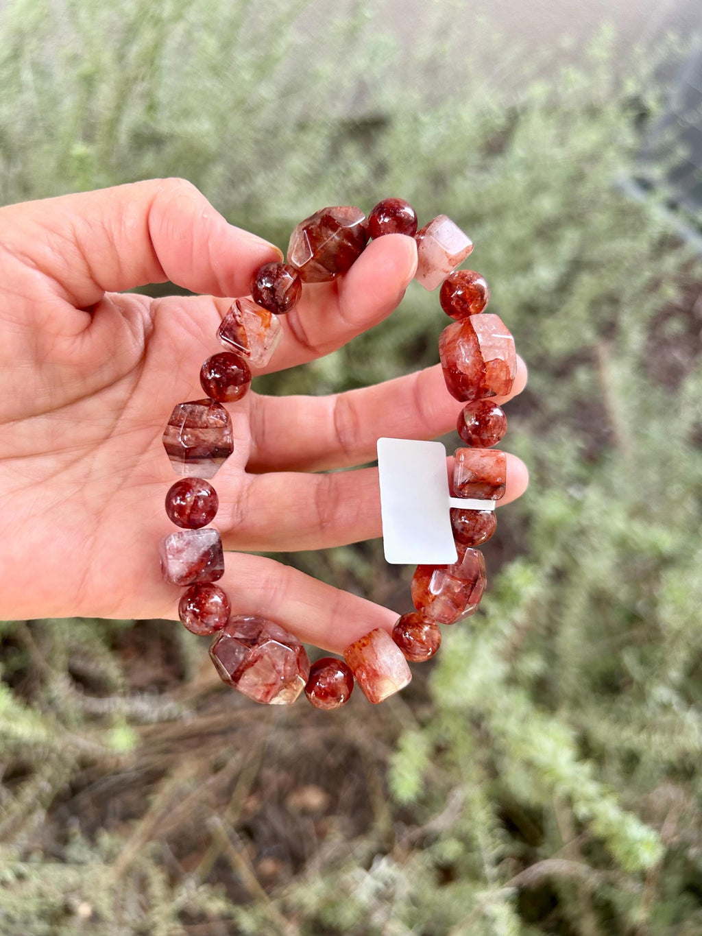 Fits up to 19cm wrist, Chunky dry rose color Hematite Quartz Bead Bracelet (25-230)
