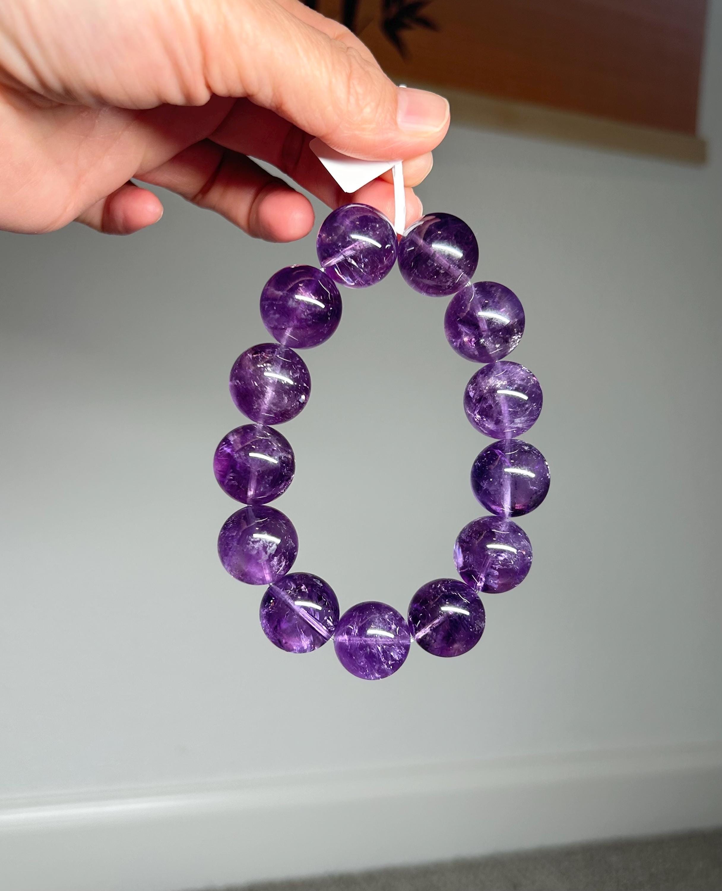 Rare seen Natural Chunky Amethyst Beaded Bracelet, 17mm+ chunky amethyst beads, Healing Stone, Fits up to 17cm wrist)  (GH-35)