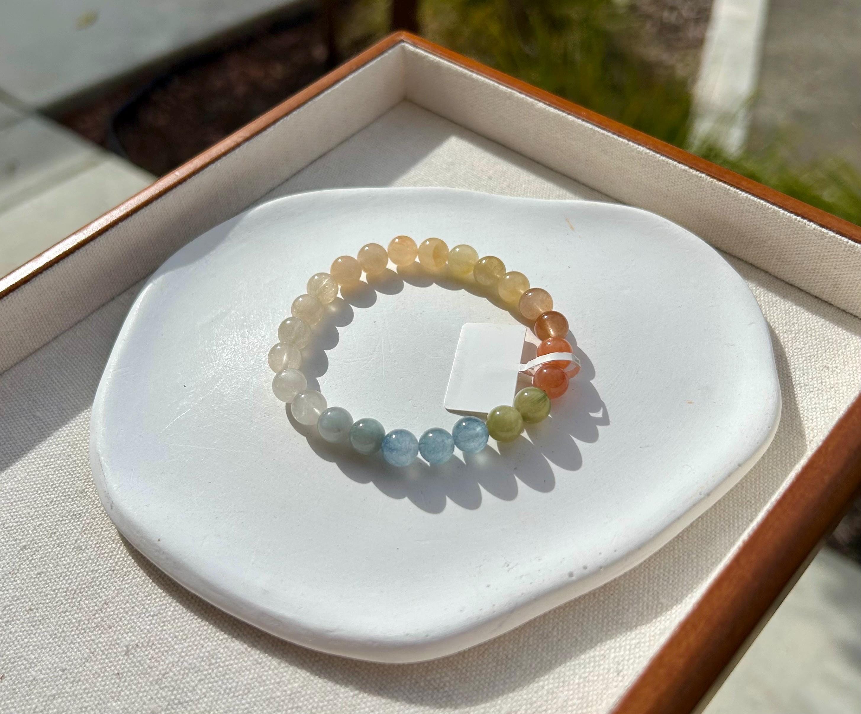High quality ice cream color Rabbit Hair Quartz beads bracelet 7.8mm beads, fits up to 15cm wrist (26-193)