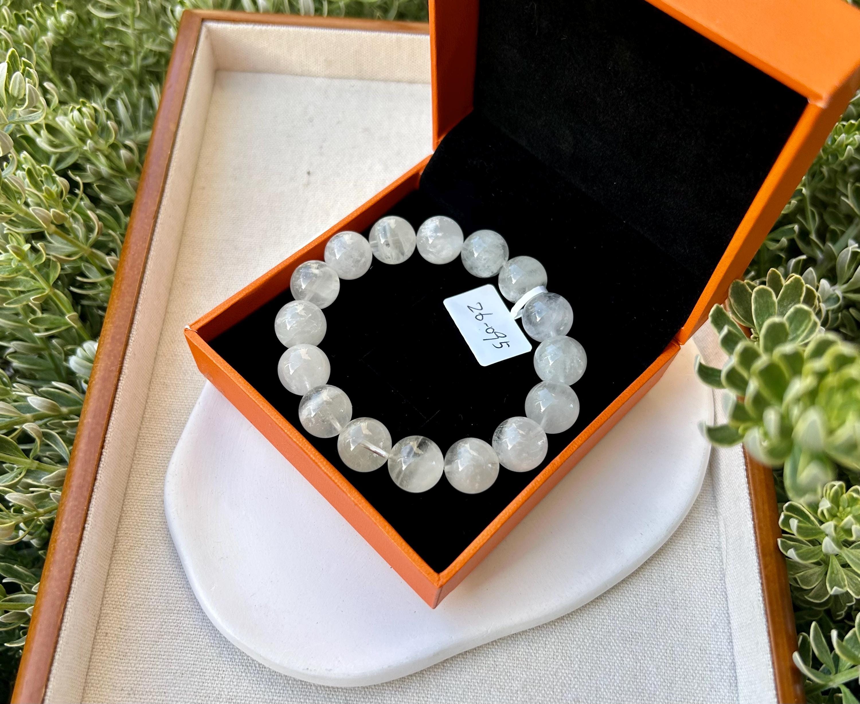 Natural Snowflake phantom Crystal bracelet, 12mm+ beads Natural Snowflake phantom quartz, fits up to 17cm (26-095)