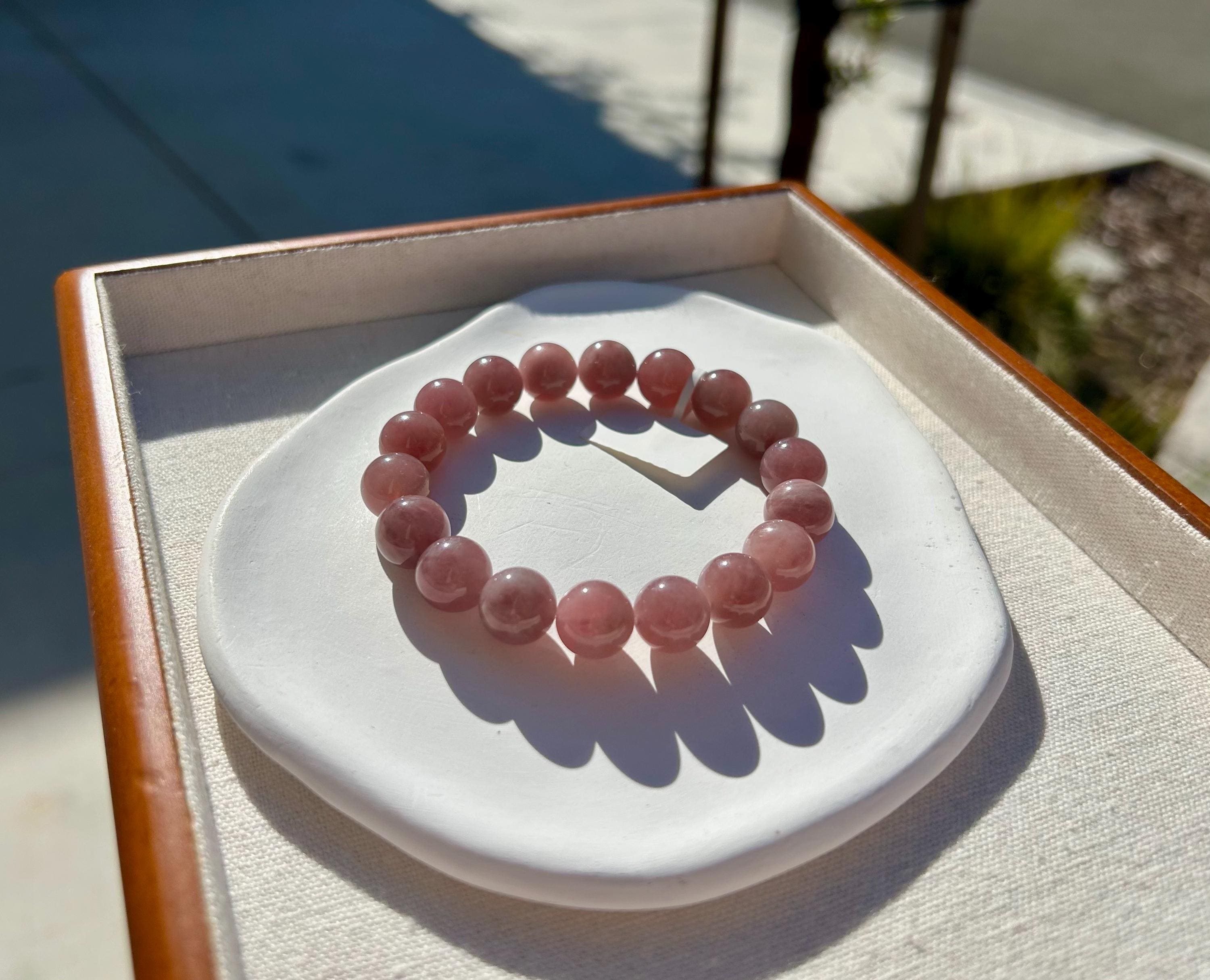 Large size bracelet, Purple Rose Quartz beads Bracelet, 11.5mm beads, Fits up to 17.5cm wrist. (25-205)