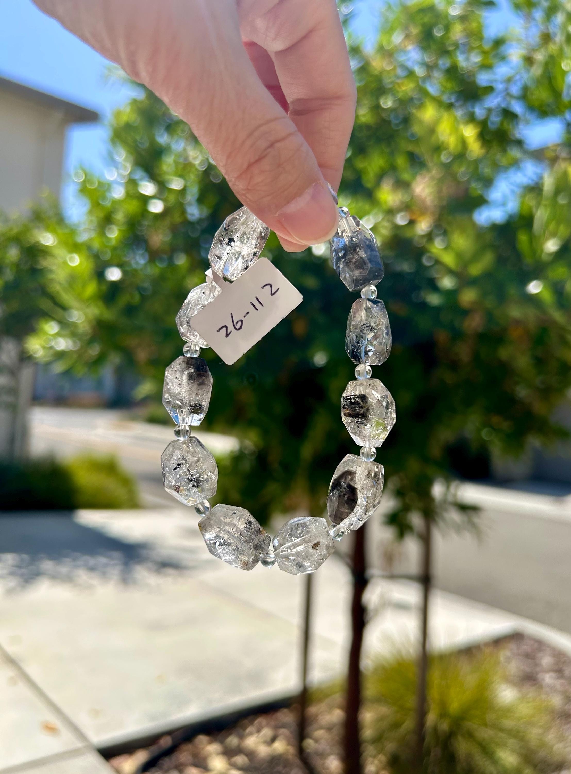 Healing Crystal, High quality Chunky Herkimer Diamond Nuggets Bracelet, fits up to 18cm wrist (26-112)