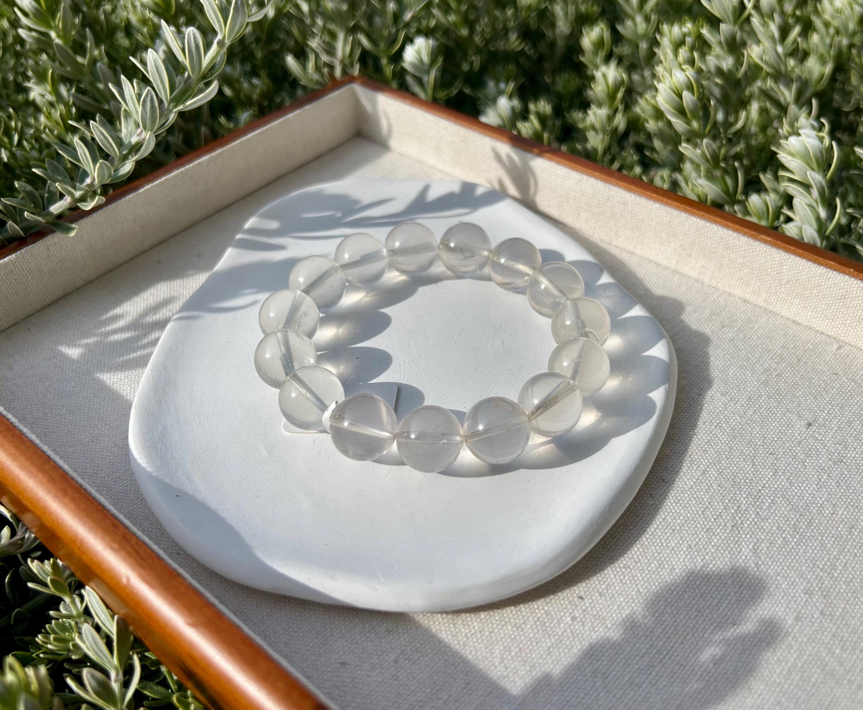 Chunky Pretty Milky Clear Quartz crystal Bracelet - 14mm beads,  Fits up to 17cm wrist (26-043)