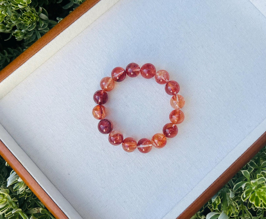 Chunky Red Hematite Quartz Bead Bracelet, Natural Crystal (12mm), Fits up to 16cm wrist (GH-007)