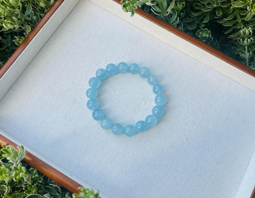 High quality Natural Chunky Aquamarine Quartz beads bracelet, High Quality Gem Aquamarine Chunky Bracelet for Stress Relief (25-039)