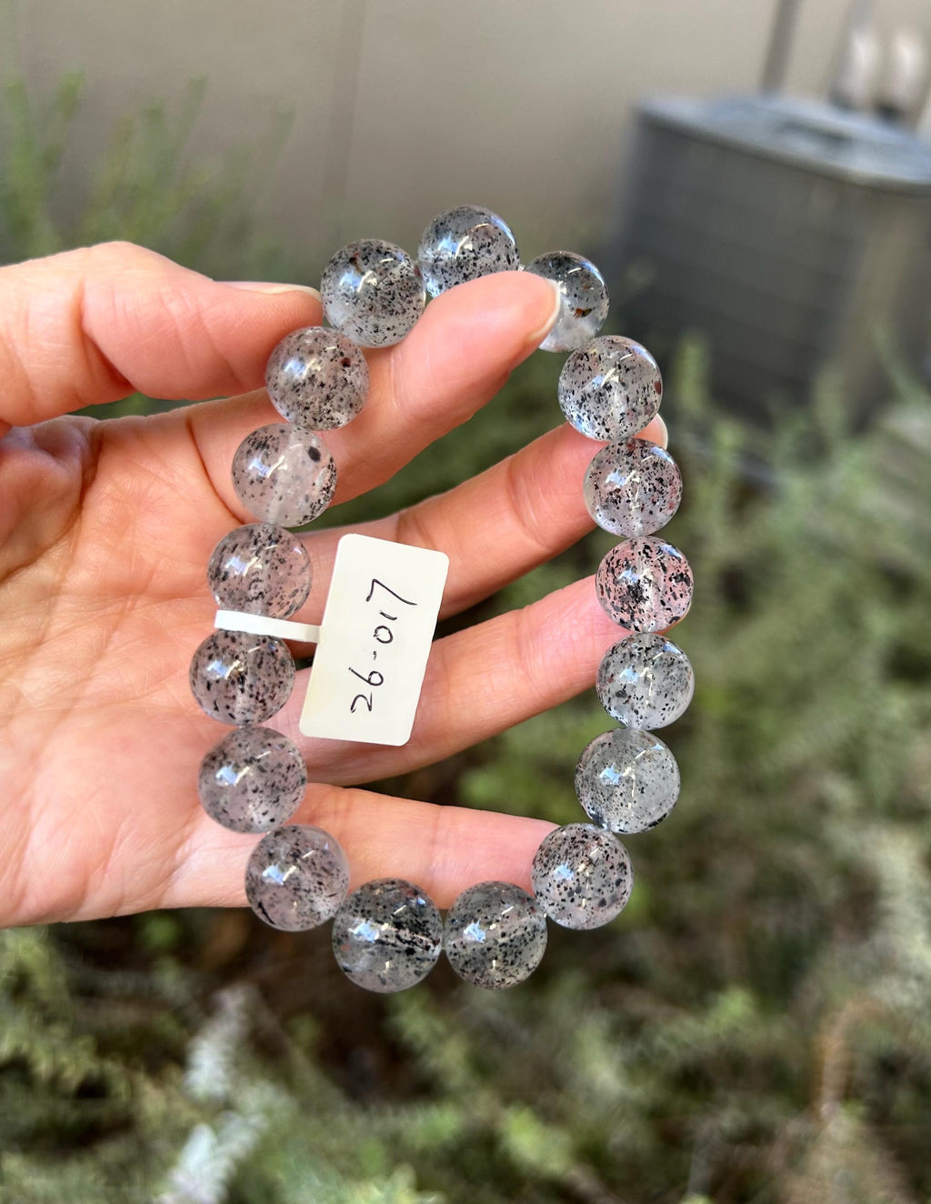 Biotite in Quartz beads Bracelet - 12mm Beads, Fits 17cm Wrist,  (26-017)