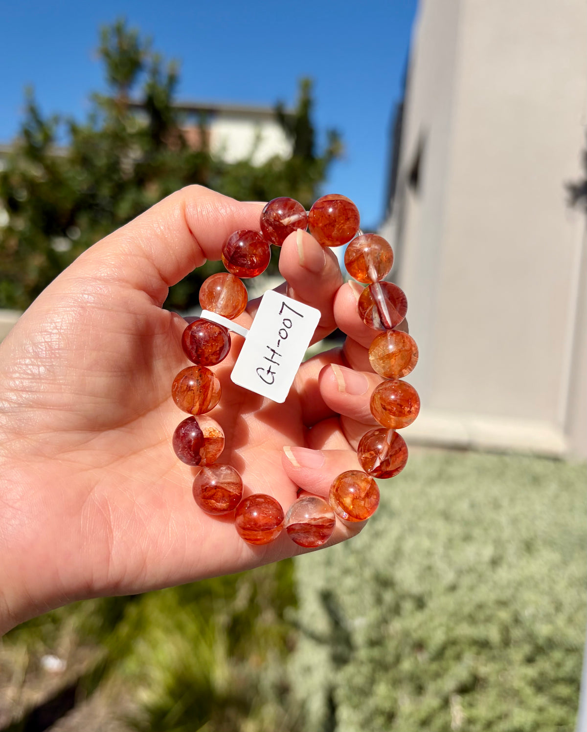 Chunky Red Hematite Quartz Bead Bracelet, Natural Crystal (12mm), Fits up to 16cm wrist (GH-007)