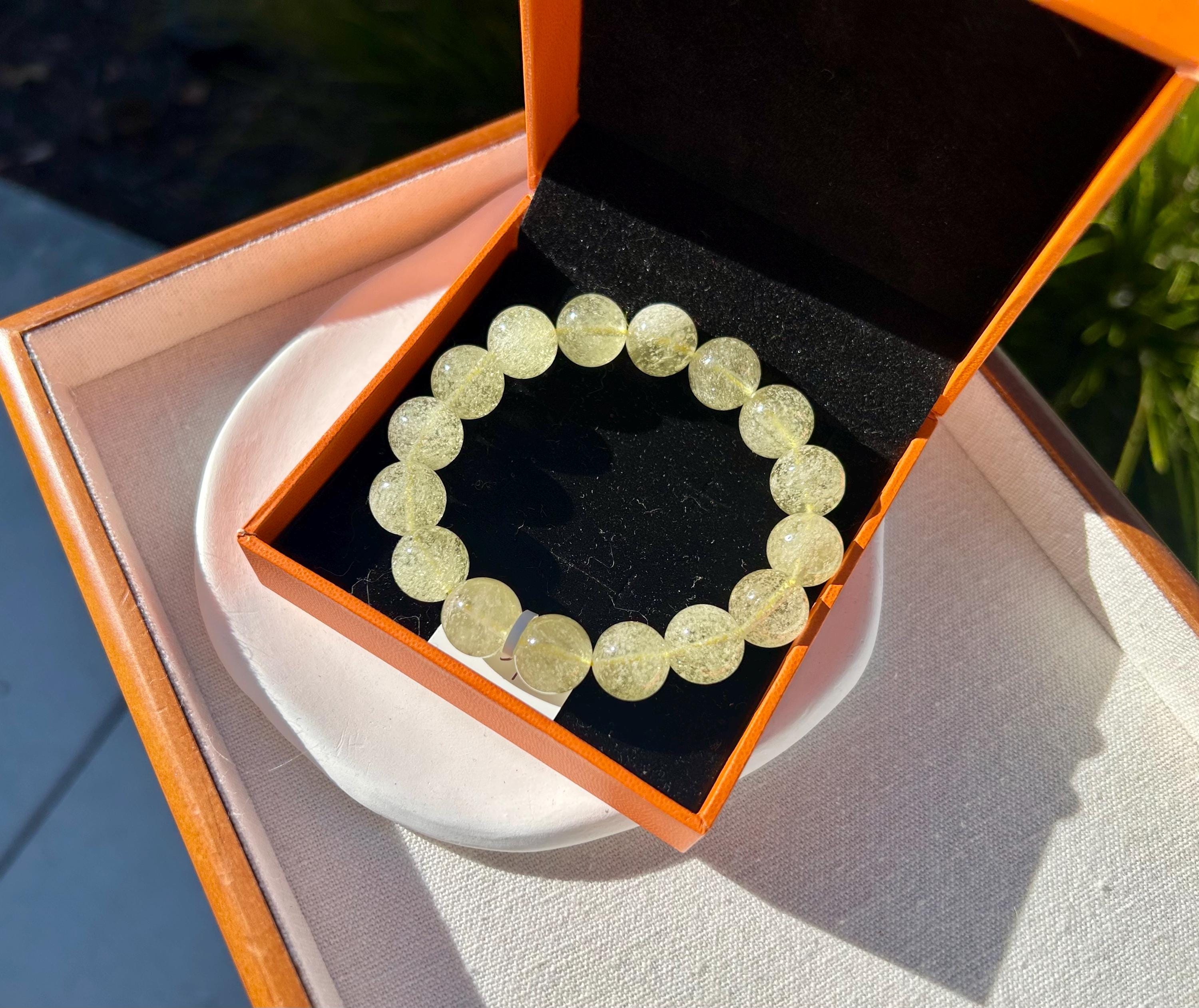 Gold Libyan Desert Glass square beads Bracelet: Tektite Beads, 13mm+ beads, Fits up to 16.8cm wrist (GH-45)