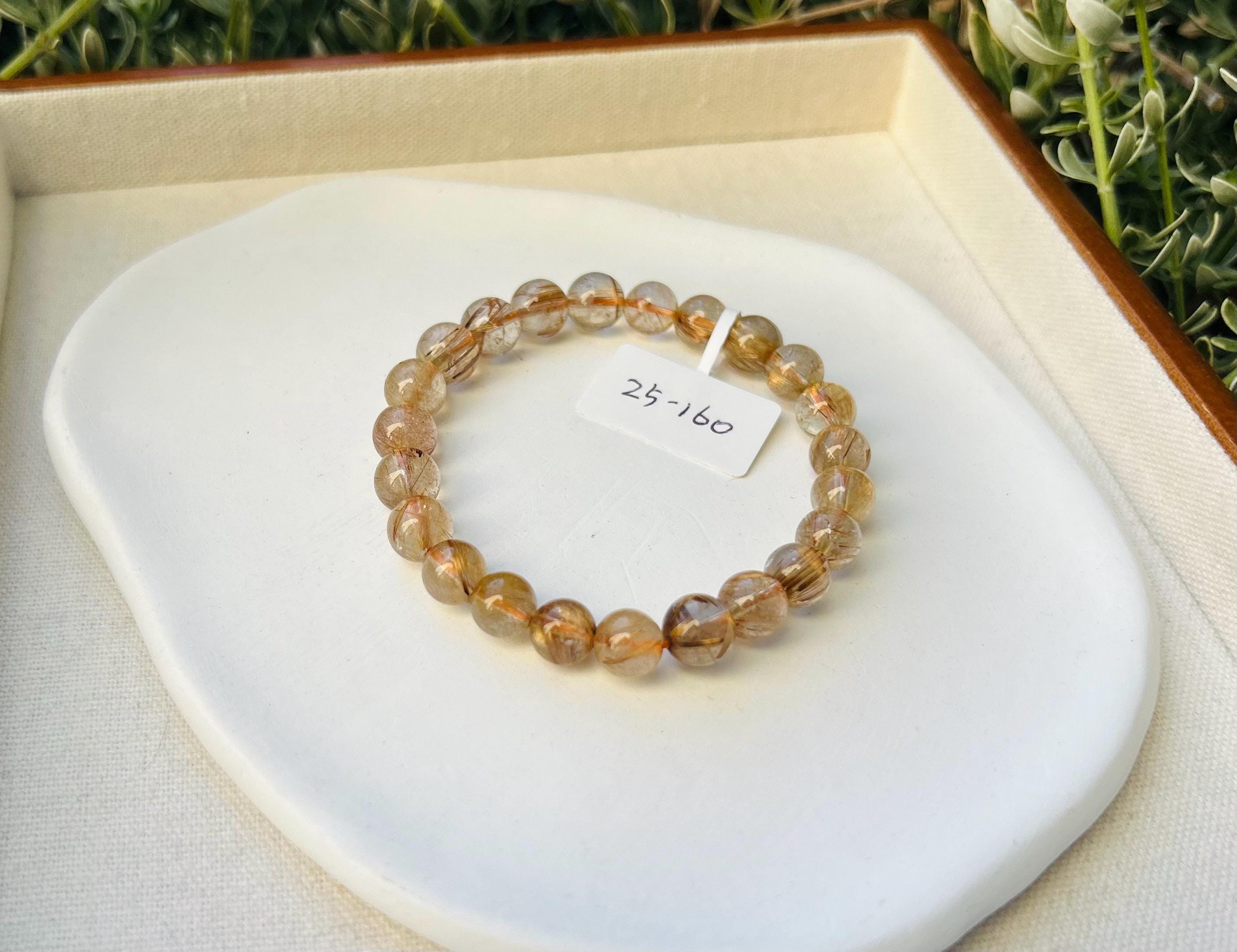 Good Quality Gold Rutile Bracelet, Natural Rutilated Quartz Bracelet, beads are 8mm+, Fits up to 16cm wrist (25-160)
