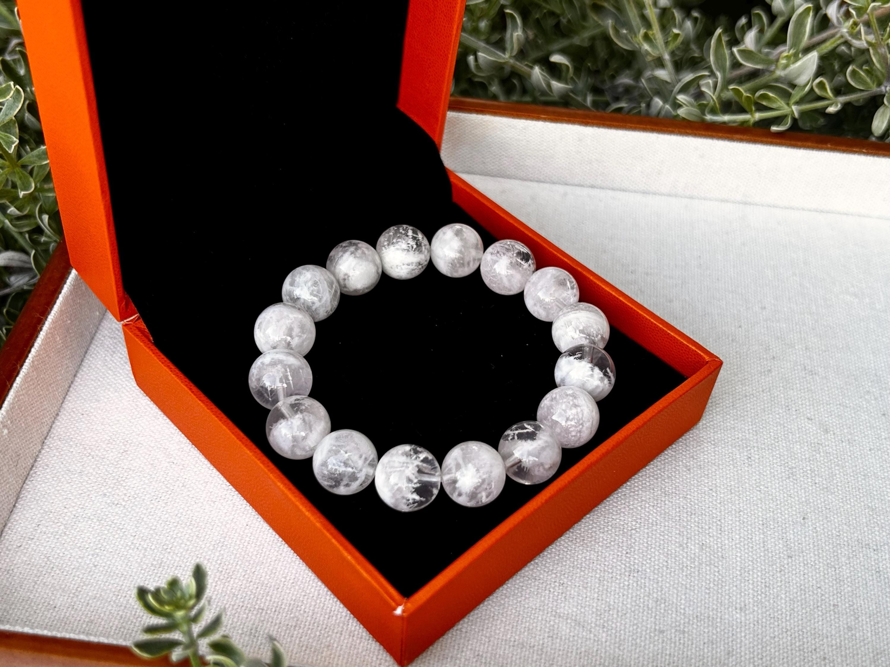 High Quality Snowflake Phantom Crystal Bracelet: Chunky Natural Gemstone Beads, 12.5mm+ beads, fits up to 16.5cm wrist (25-105)