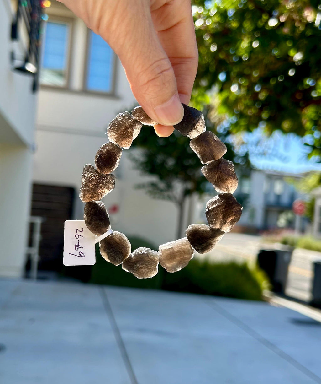 Natural Cintamani Saffordite Tektite Beaded Bracelet - Wishing Stone, fits up to 16.8cm wrist (26-169)
