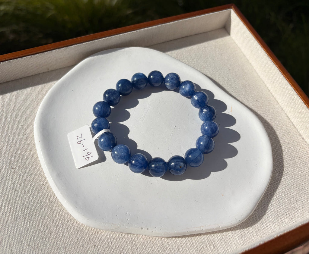 High Quality Blue Kyanite Bracelet: Genuine Green Kyanite Healing Stone, 11mm beads, fits up to 17cm wrist  (26-196)