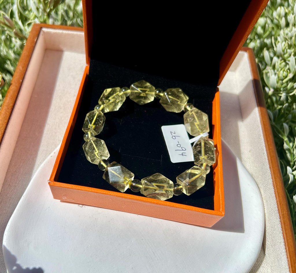 Healing Crystal, Chunky Clean Libyan Desert Glass Bead Bracelet, Gold Tektite, Wealth & Prosperity, first to 17cm wrist (26-094)