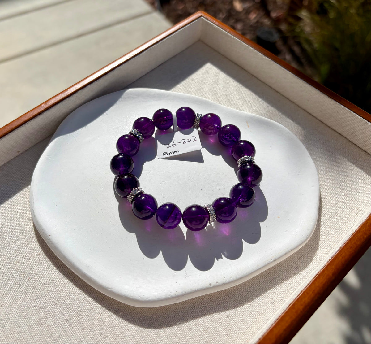 Chunky Natural Amethyst Beads Bracelet, Healing Stone (13mm, Fits 16.5cm Wrist) (26-202)