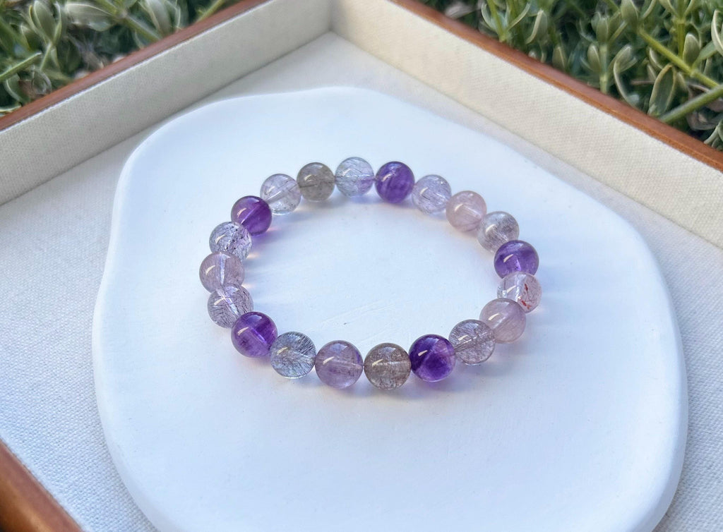 High Clarity Quality Super Seven Beads Bracelet, Clear Super seven with full of string inside - 25-102