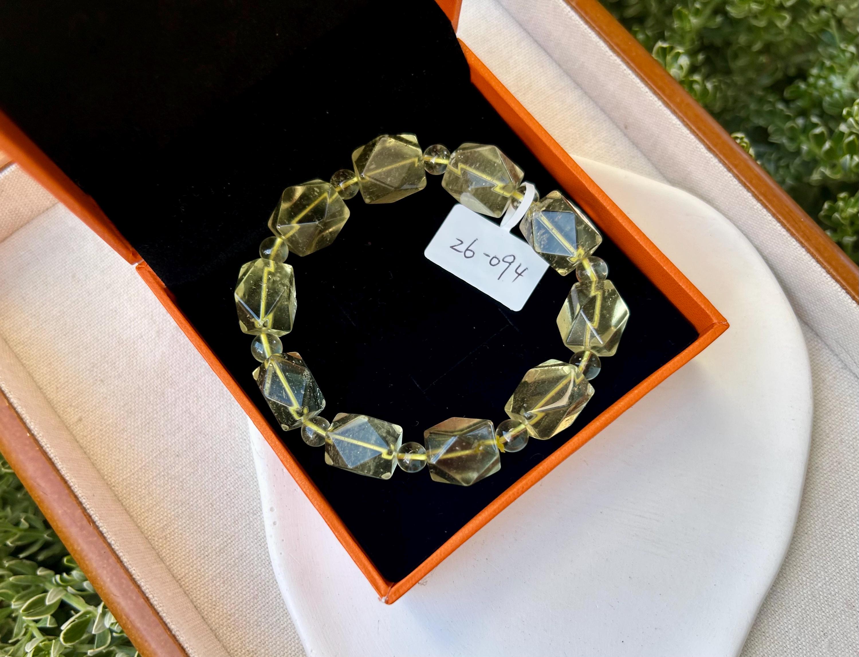 Healing Crystal, Chunky Clean Libyan Desert Glass Bead Bracelet, Gold Tektite, Wealth & Prosperity, first to 17cm wrist (26-094)