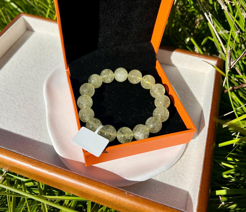Gold Libyan Desert Glass square beads Bracelet: Tektite Beads, 13mm+ beads, Fits up to 16.8cm wrist (GH-45)