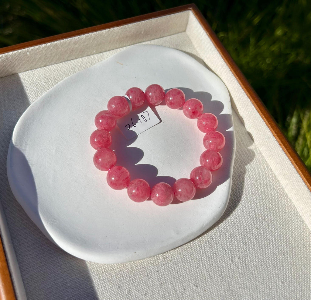 High Quality Natural Rhodonite Bracelet, Sakura Rhodonite, Genuine Crystal Bracelet (26-187)