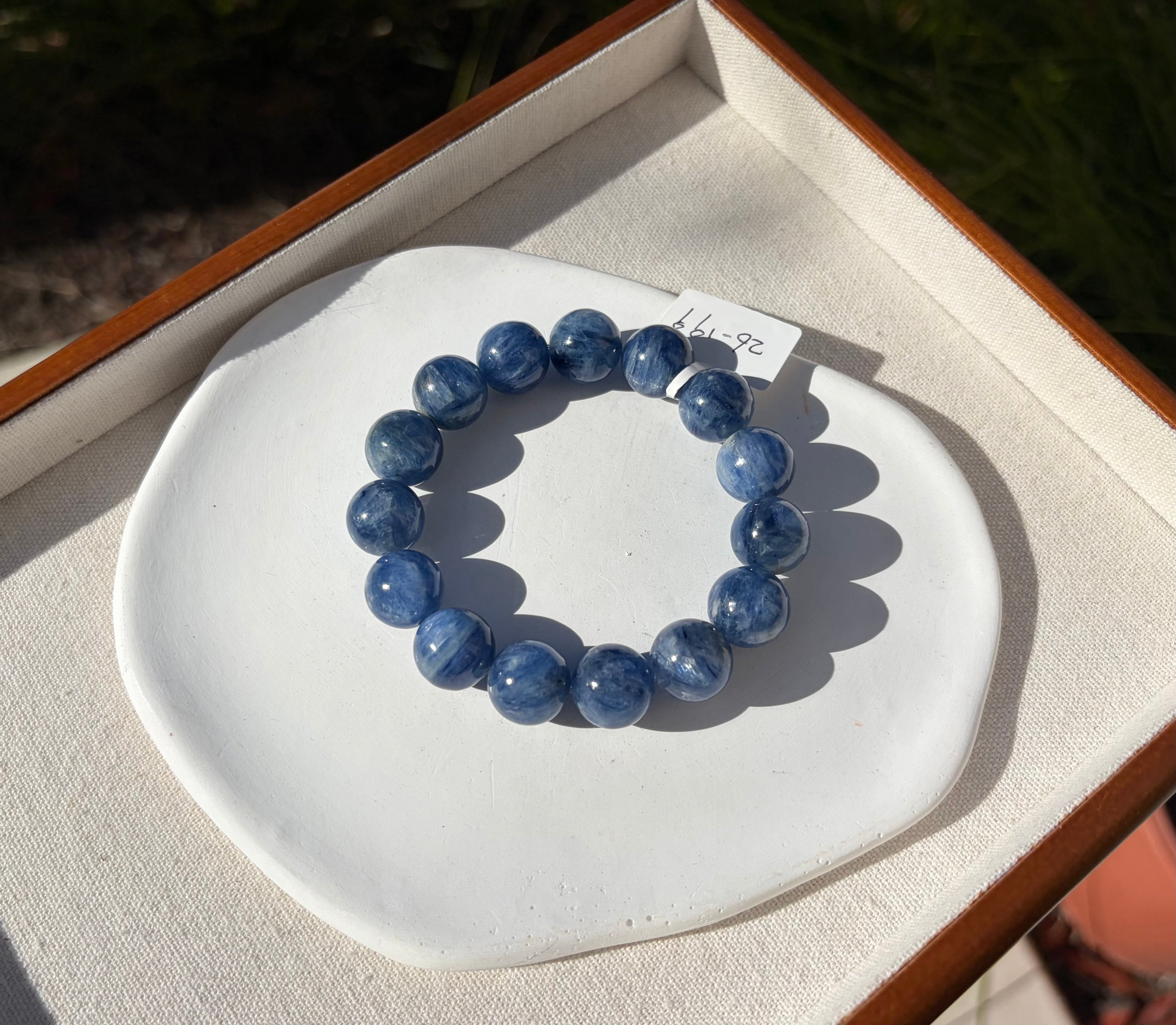 Chunky Blue Kyanite Bracelet: Genuine Green Kyanite Healing Stone, 13mm, fits up to 16.2cm  (26-199)