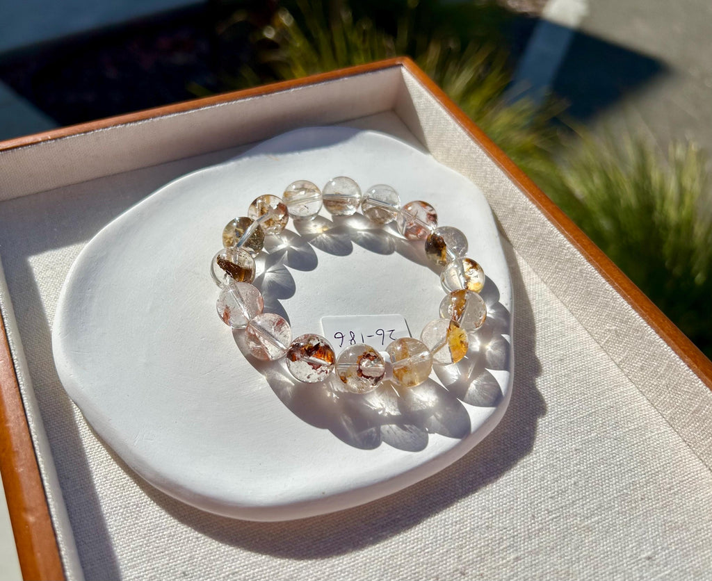 Healing Crystal, Herkimer Diamond Crystal Bracelet: High Frequency Healing Gemstone, 13mm beads, Fits up to 17cm wrist,  (26-186)
