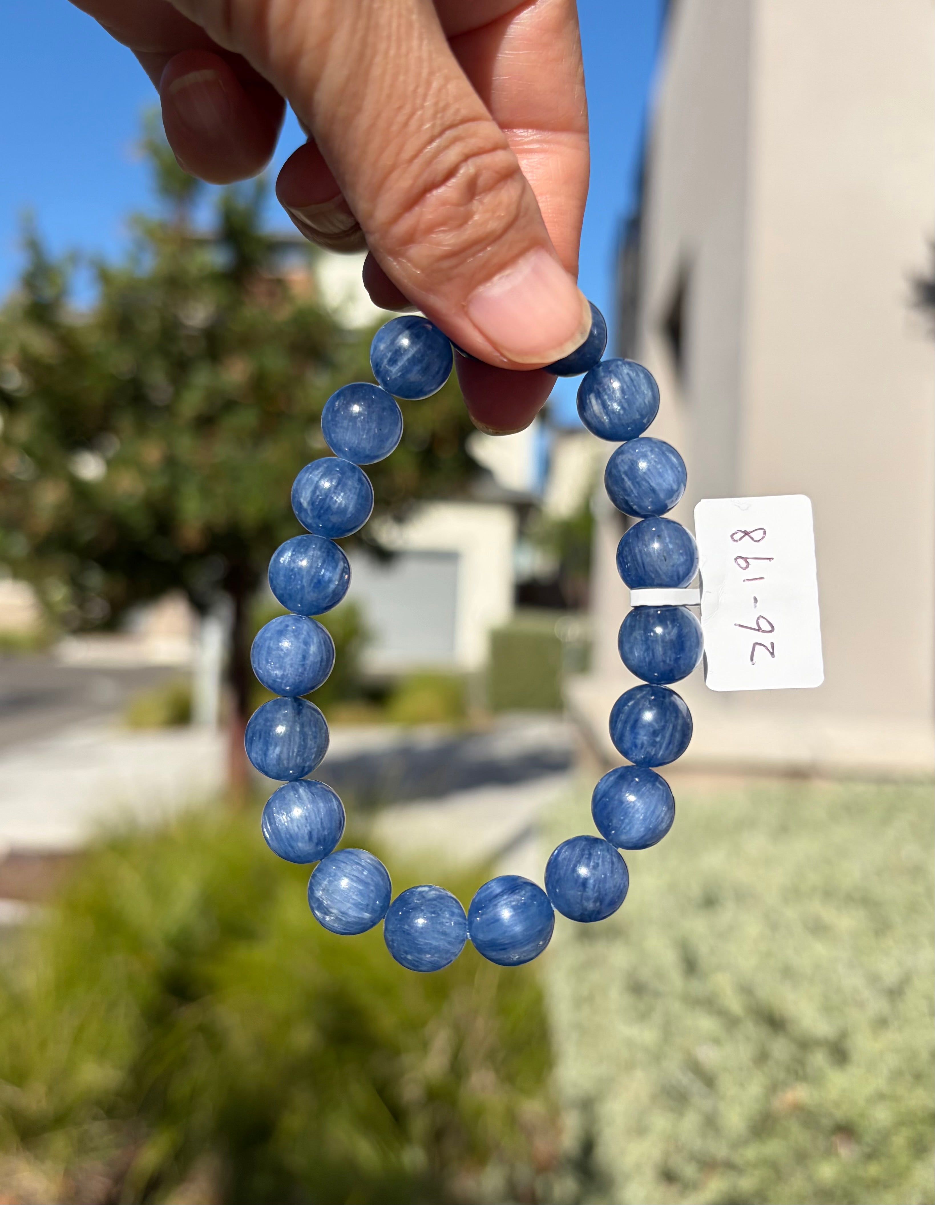 High Quality Blue Kyanite Bracelet: Genuine Green Kyanite Healing Stone, 10mm beads, fits up to 16.5cm wrist  (26-198)