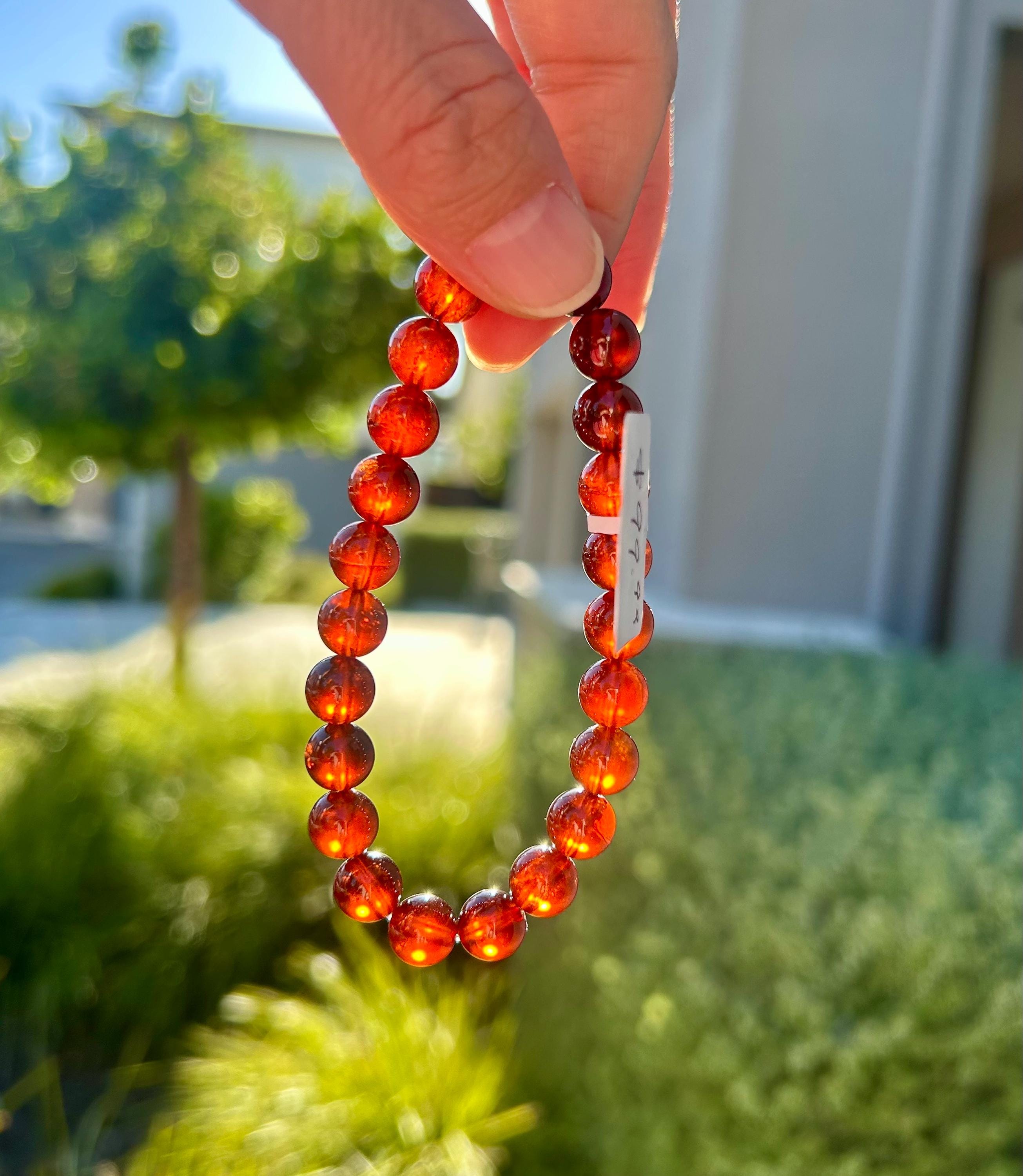 High Clarity Natural Garnet Beads Bracelet, 8.5mm beads stone beads bracelet, fits up to 16.5cm wrist (26-114）