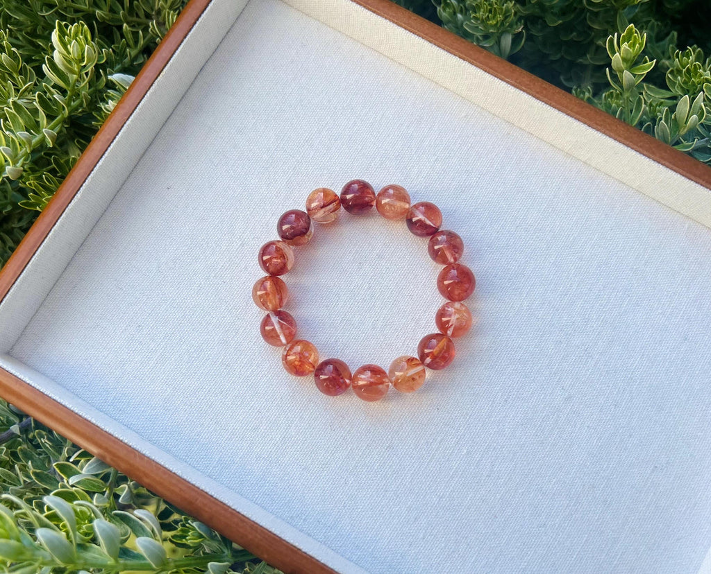 Chunky Red Hematite Quartz Bead Bracelet, Natural Crystal (12mm), Fits up to 16cm wrist (GH-007)