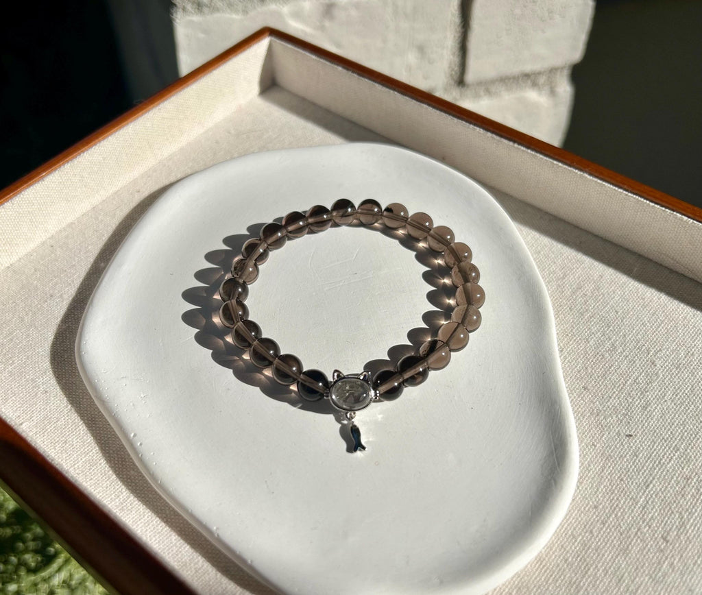 Clear obsidian beads bracelet, good healing and protective stone bracelet, fits up to 17cm wrist (26-057)