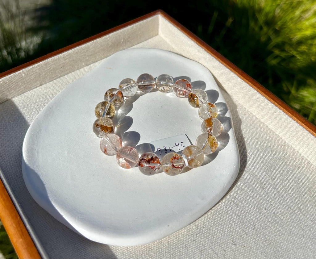 Healing Crystal, Herkimer Diamond Crystal Bracelet: High Frequency Healing Gemstone, 13mm beads, Fits up to 17cm wrist,  (26-186)
