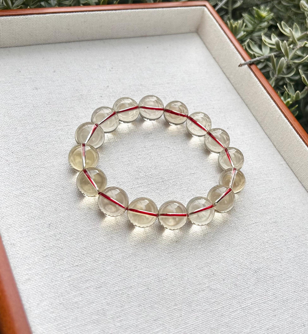 Chunky Citrine Crystal Bracelet – Light Yellow, Solar Plexus Chakra, 14mm beads, Fits up to 18cm (GH-005)