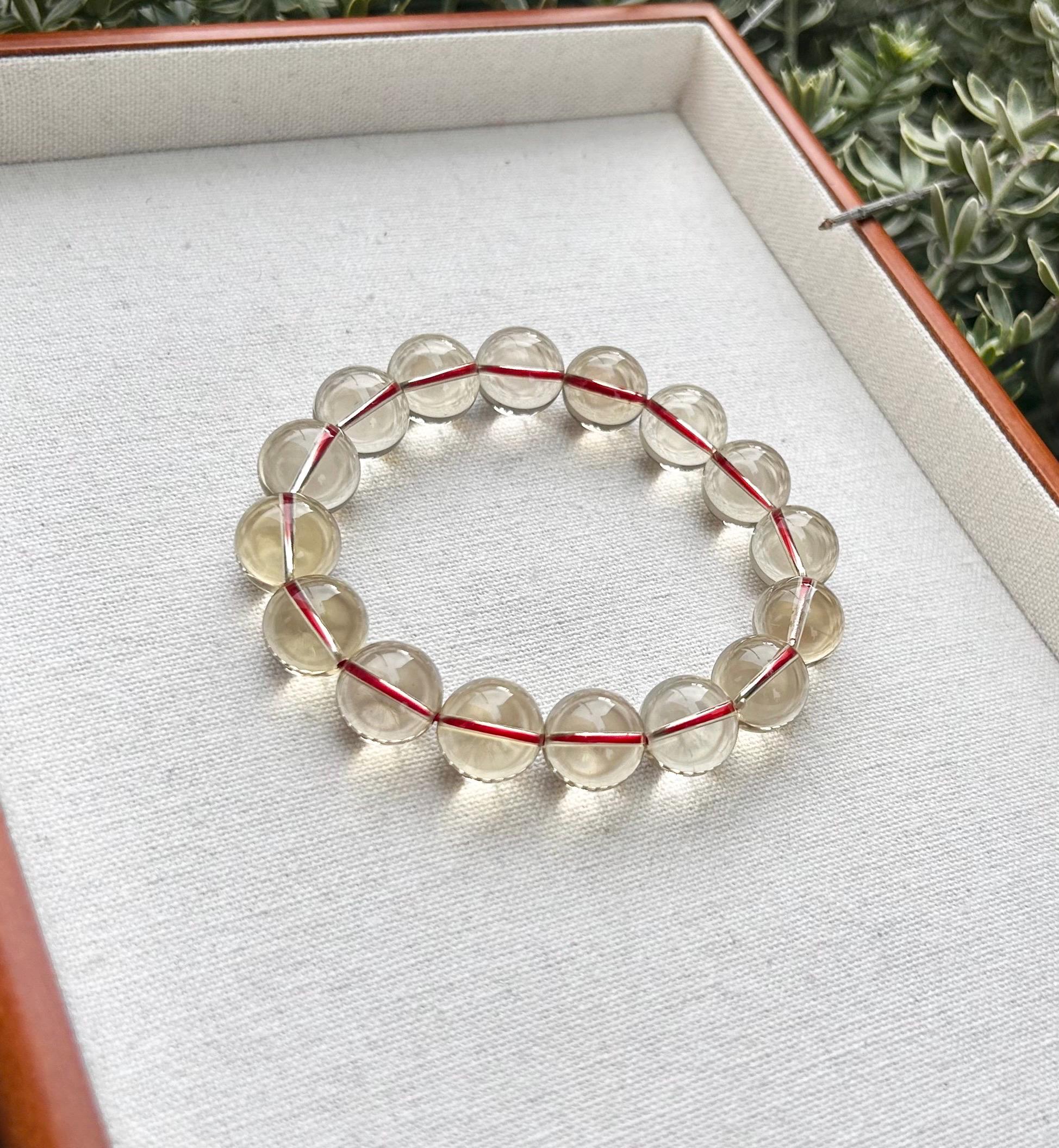 Chunky Citrine Crystal Bracelet – Light Yellow, Solar Plexus Chakra, 14mm beads, Fits up to 18cm (GH-005)
