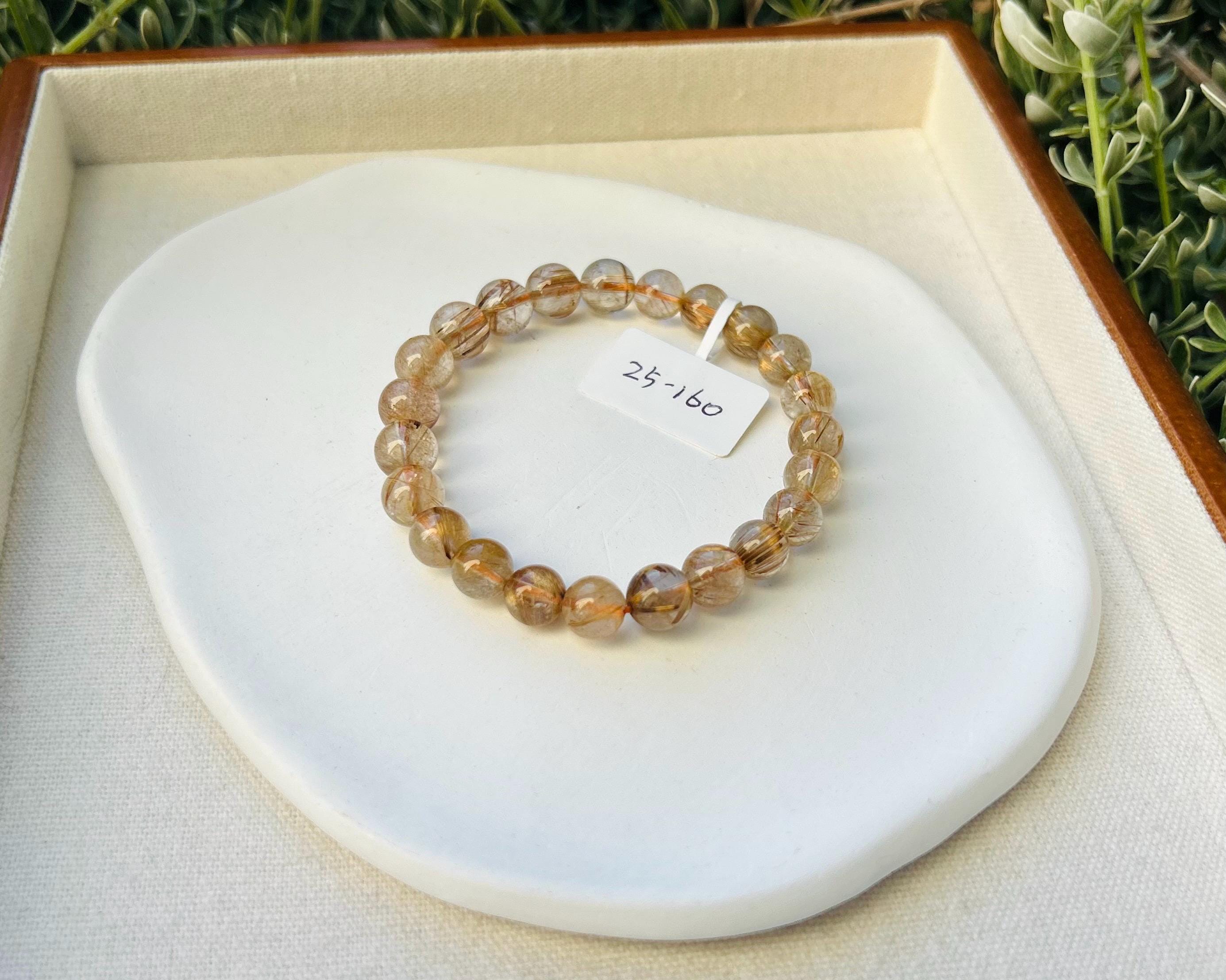 Good Quality Gold Rutile Bracelet, Natural Rutilated Quartz Bracelet, beads are 8mm+, Fits up to 16cm wrist (25-160)