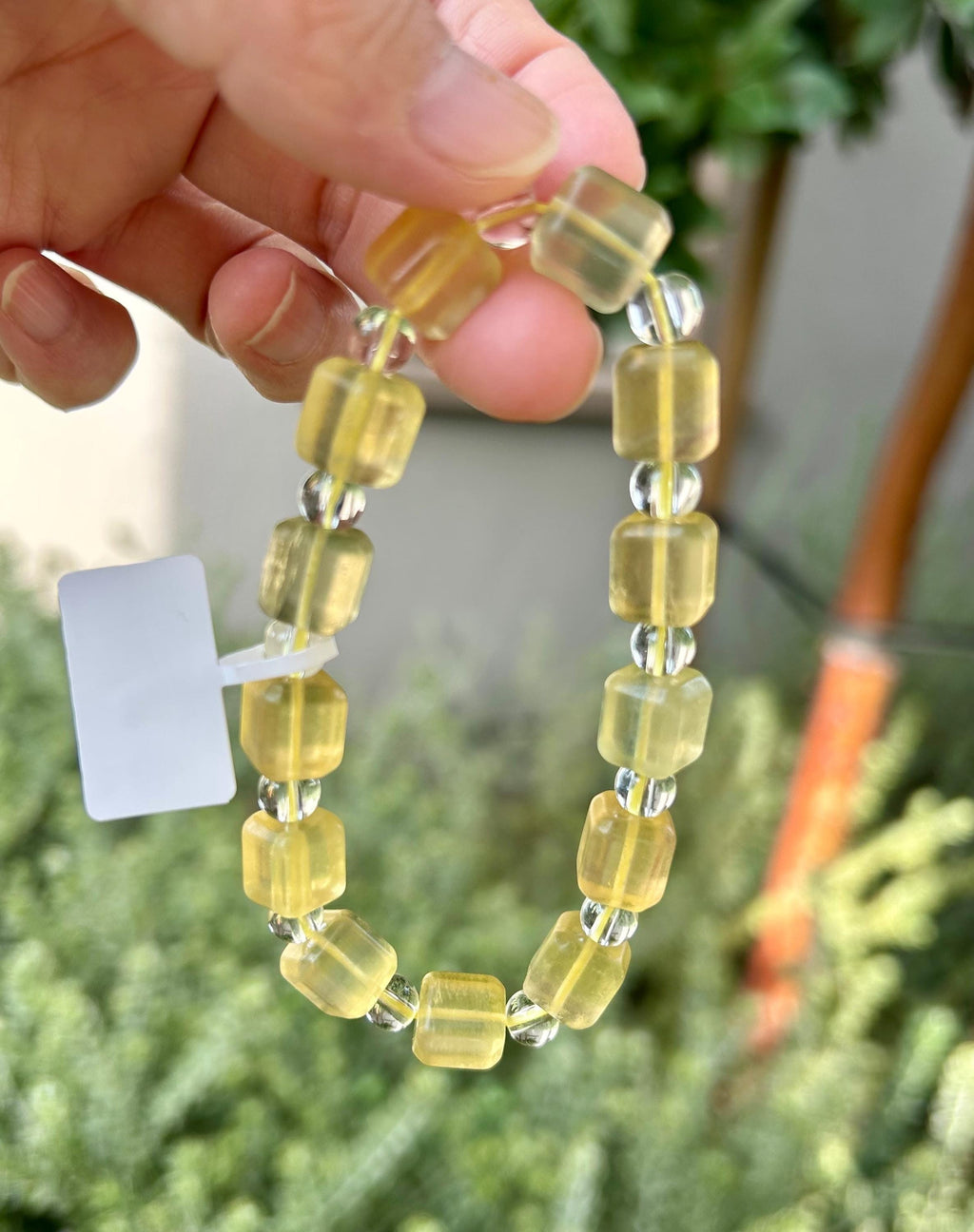 Yellow Square Fluorite beads Bracelet, good Quality fluorite, yellow Fluorite Crystal, Natural Fluorite Crystal (26-039)