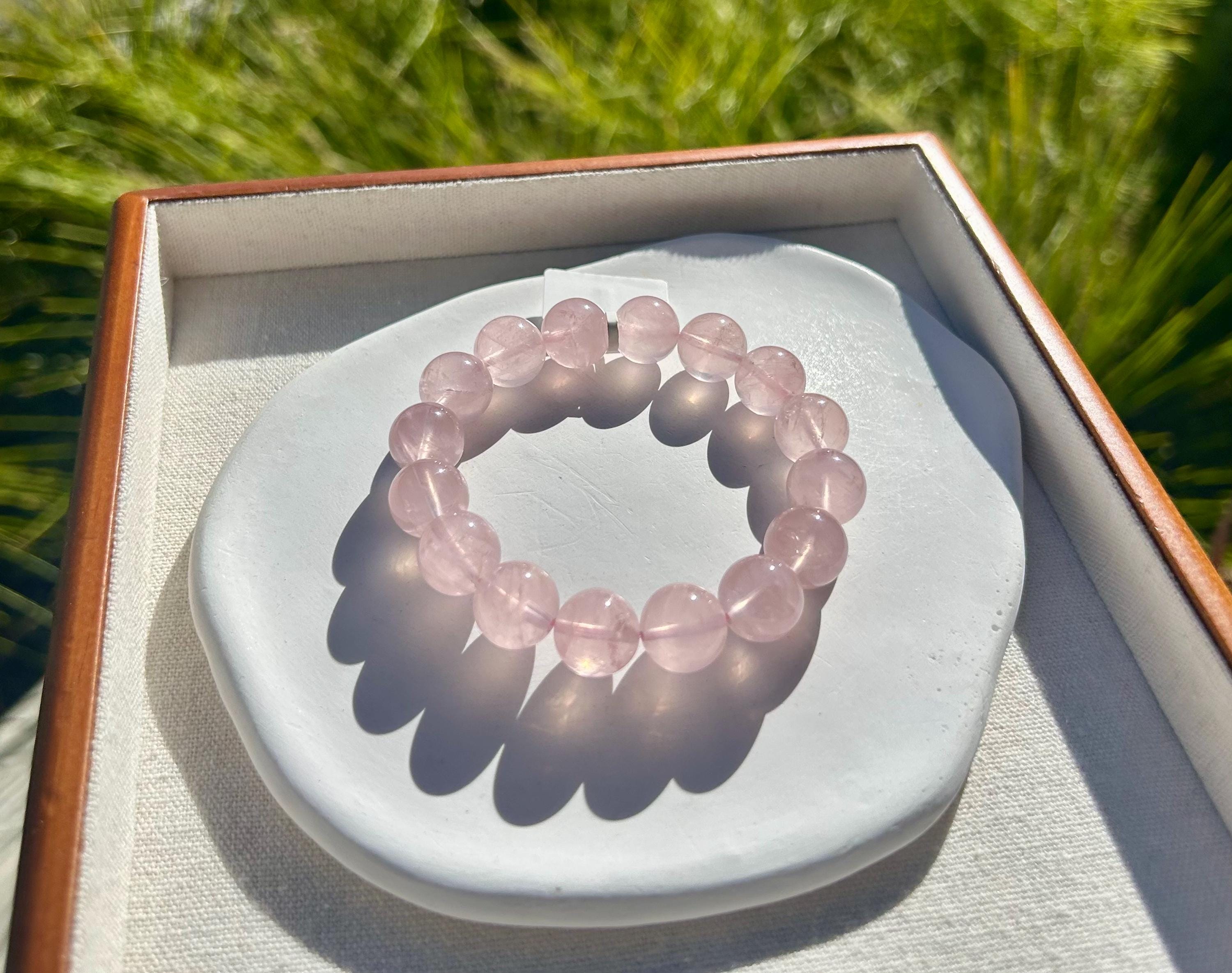 Chunky Rose Quartz Beaded Bracelet - 13mm+ Crystal Beads, fits up to 16.8mm wrist (26-185)