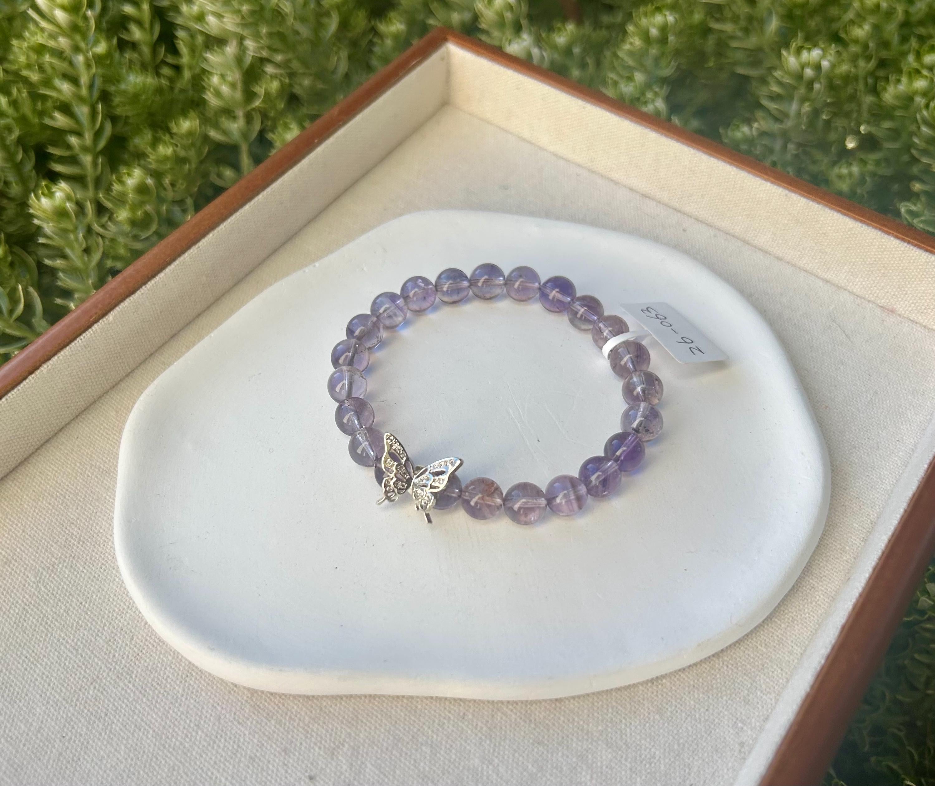 Clear Natural amethyst beads bracelet, Amethyst Crystal Stretchy Bracelet, Genuine Crystal (26-063)
