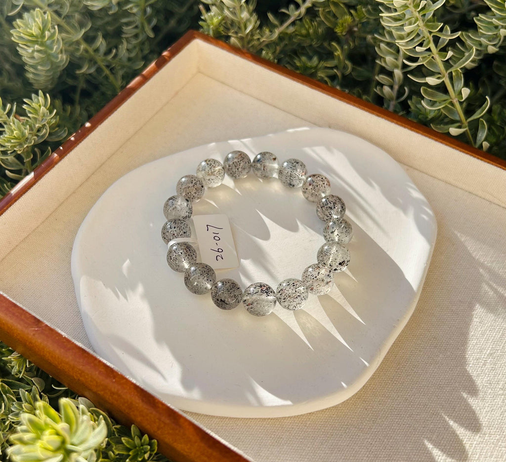 Biotite in Quartz beads Bracelet - 12mm Beads, Fits 17cm Wrist,  (26-017)
