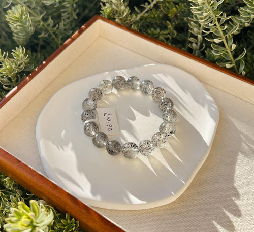 Biotite in Quartz beads Bracelet - 12mm Beads, Fits 17cm Wrist,  (26-017)