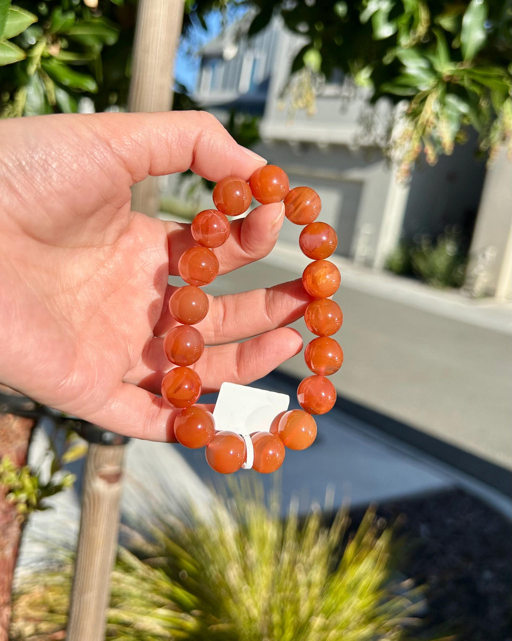 Untreated Sichuan Nanhong Agate Bracelet, 12mm Nan Hong Beads - US SELLER (26-150)