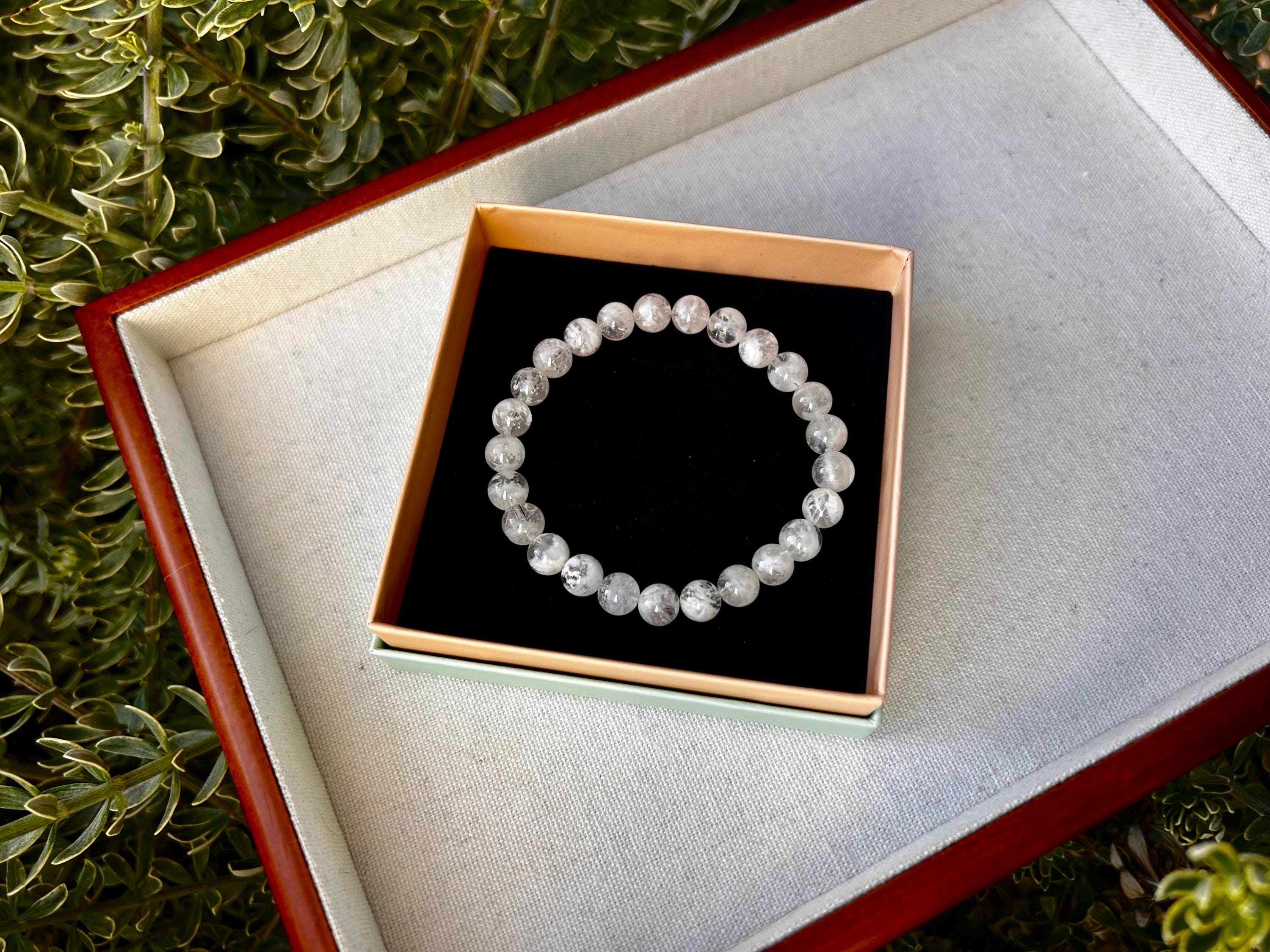 Natural Snowflake phantom Crystal bracelet, Natural Snowflake phantom quartz, genuine crystal bracelet