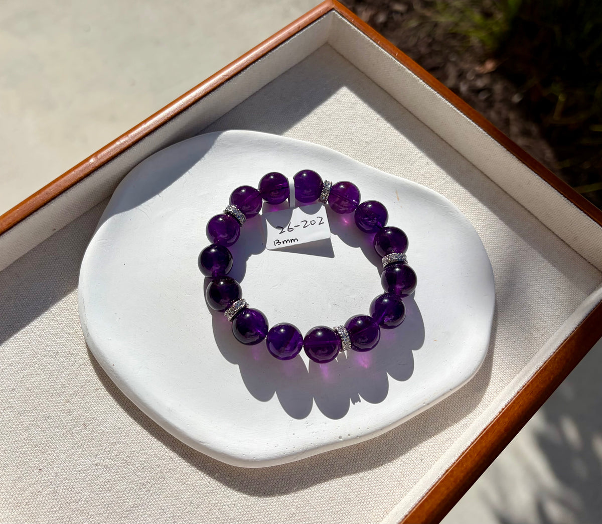 Chunky Natural Amethyst Beads Bracelet, Healing Stone (13mm, Fits 16.5cm Wrist) (26-202)