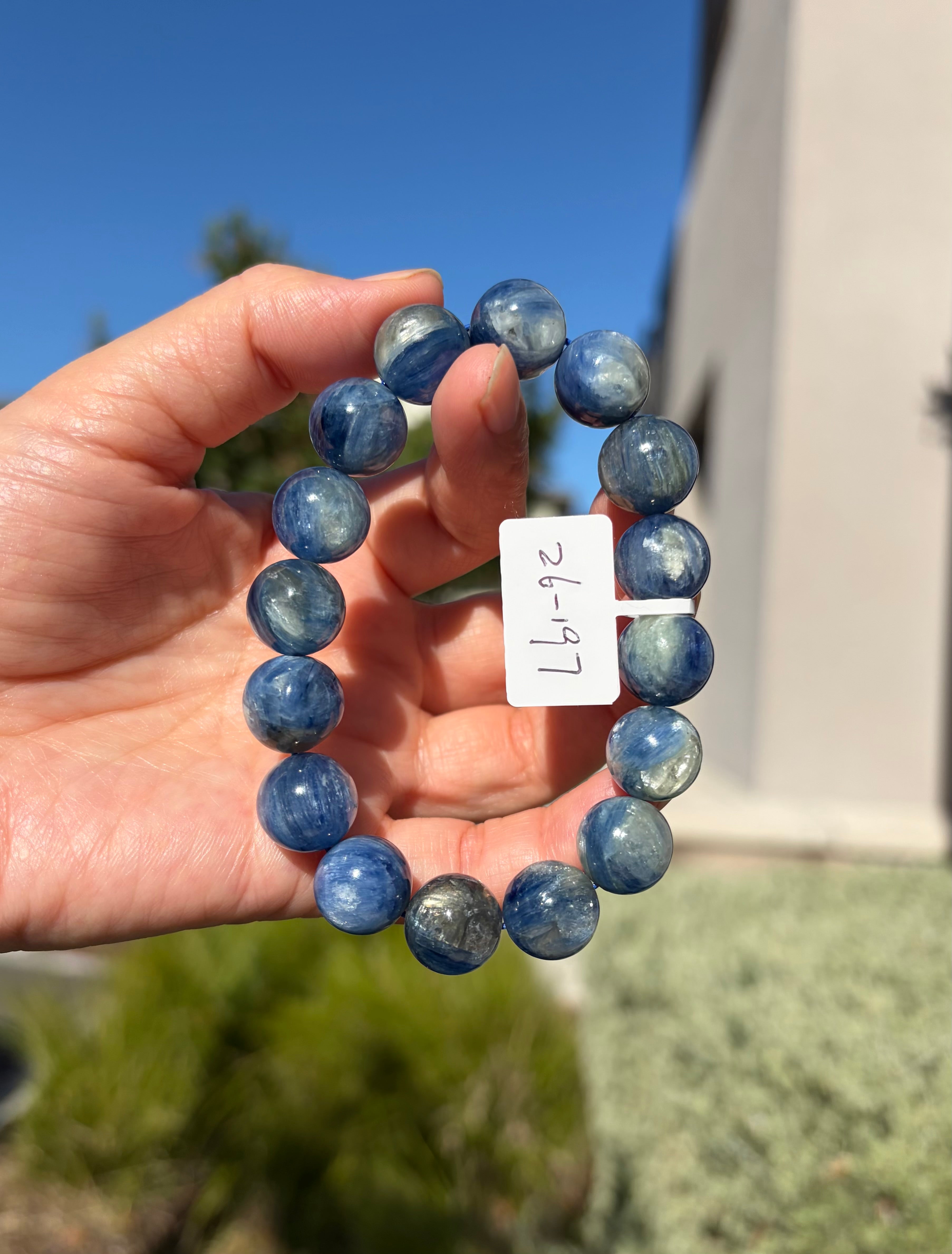 Chunky Blue Kyanite Bracelet: Genuine Green Kyanite Healing Stone, 13mm beads, fits up to 16.7cm  (26-197)