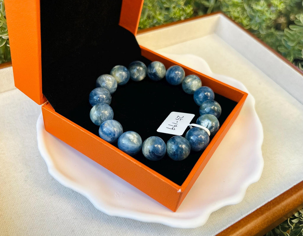 Chunky Blue Kyanite Bracelet: Genuine Green Kyanite Healing Stone, Fits up to 16.8cm  (25-199)