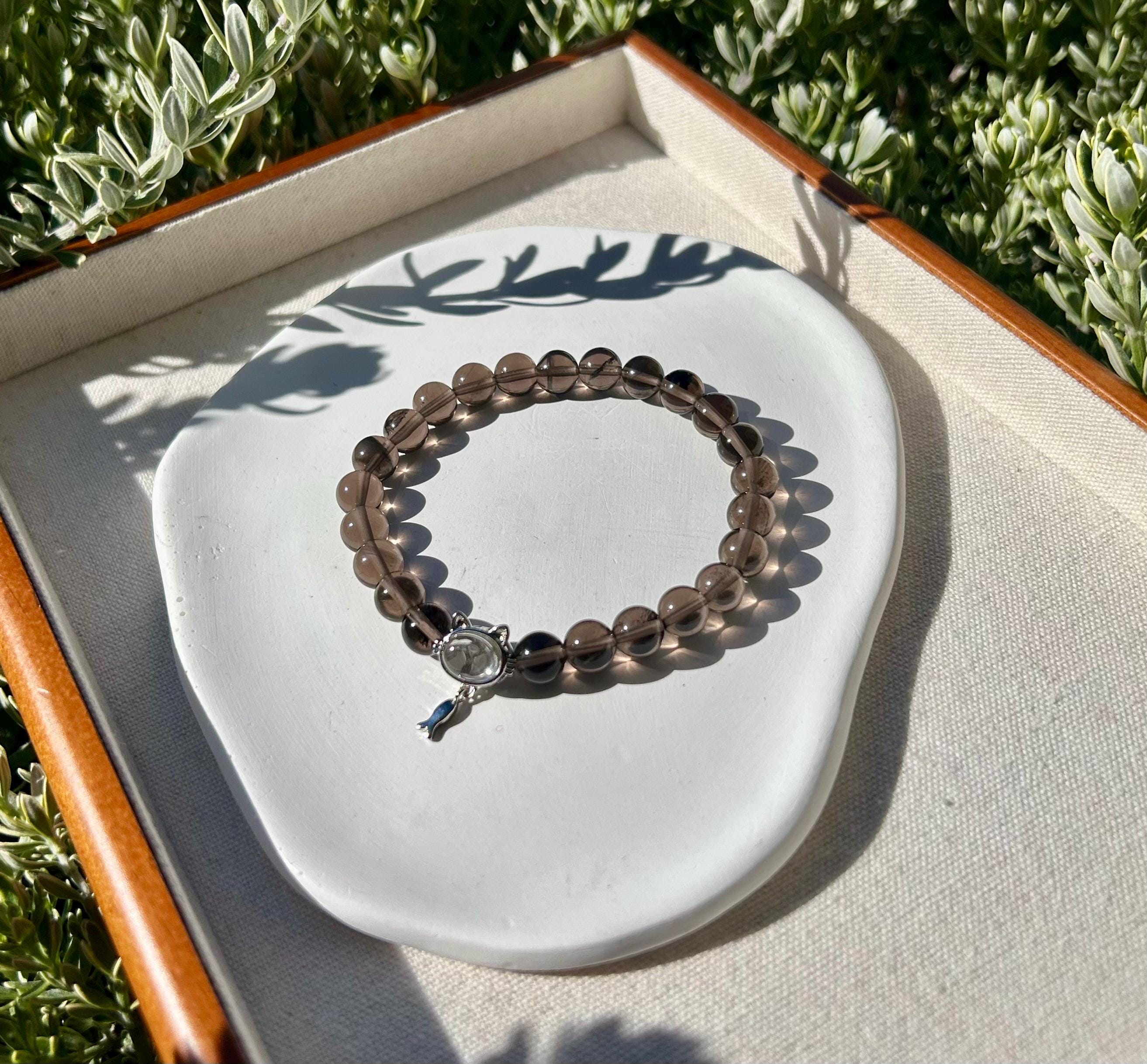 Clear obsidian beads bracelet, good healing and protective stone bracelet, fits up to 17cm wrist (26-057)