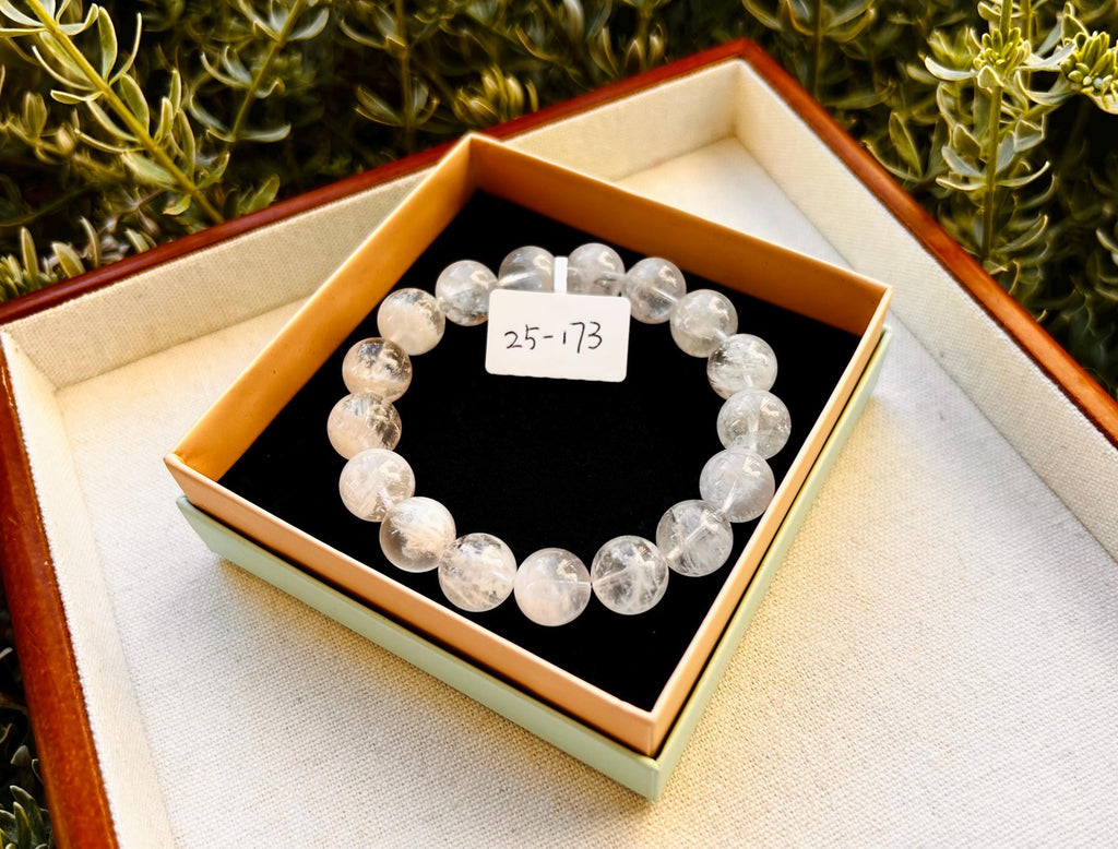 High Quality Natural Snowflake phantom Crystal bracelet, 11.5mm+ beads Natural Snowflake phantom quartz, fits up to 16cm (25-173)