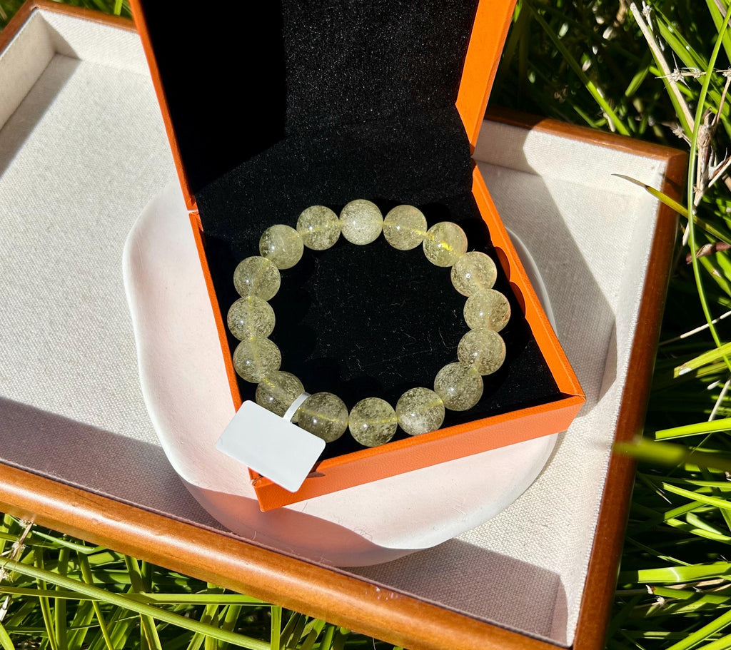 Gold Libyan Desert Glass square beads Bracelet: Tektite Beads, 13mm+ beads, Fits up to 16.8cm wrist (GH-45)