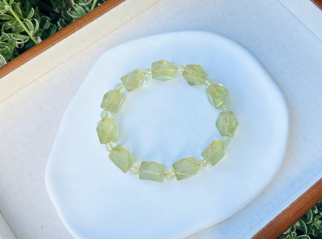 Healing Crystal, Libyan Desert Glass Bead Bracelet, Gold Tektite, Wealth & Prosperity, first to 18cm wrist (GH-017)