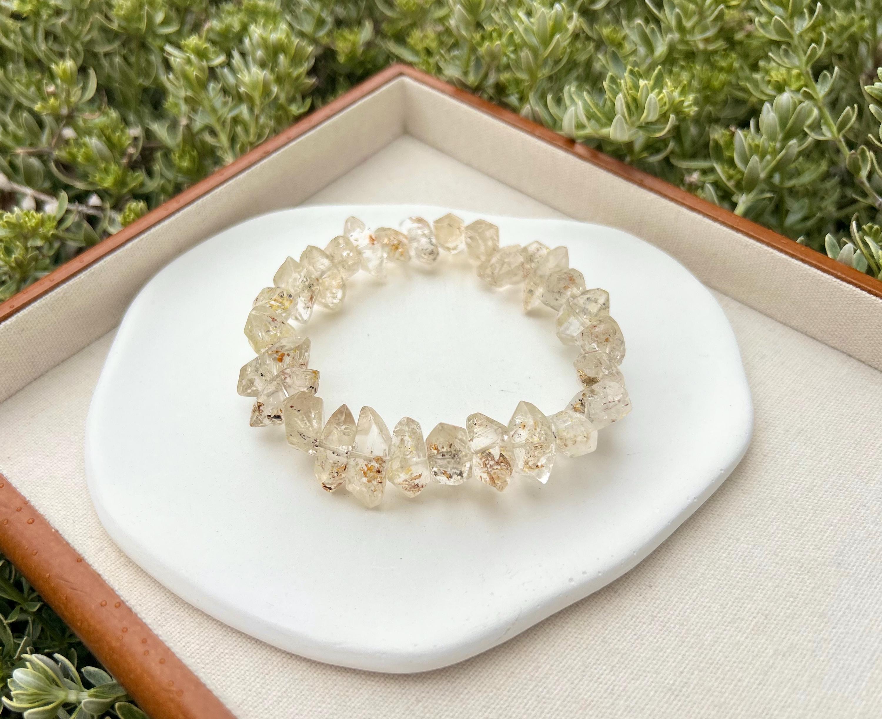 High quality UV Reactive Lightning Phantom Quartz – Raw Double Terminated healing crystal, Fits up to 18cm wrist (25-164）
