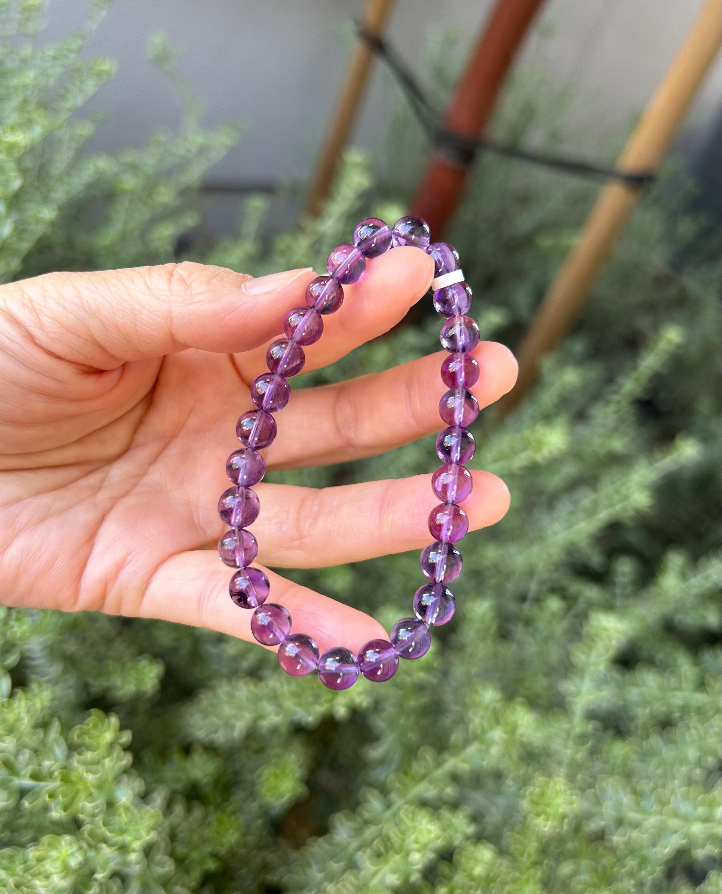 Premium select super clean Amethyst Nugget cut Bead Bracelet: Crystal Gemstone Jewelry, fits up to 16.5cm wrist (26-138)