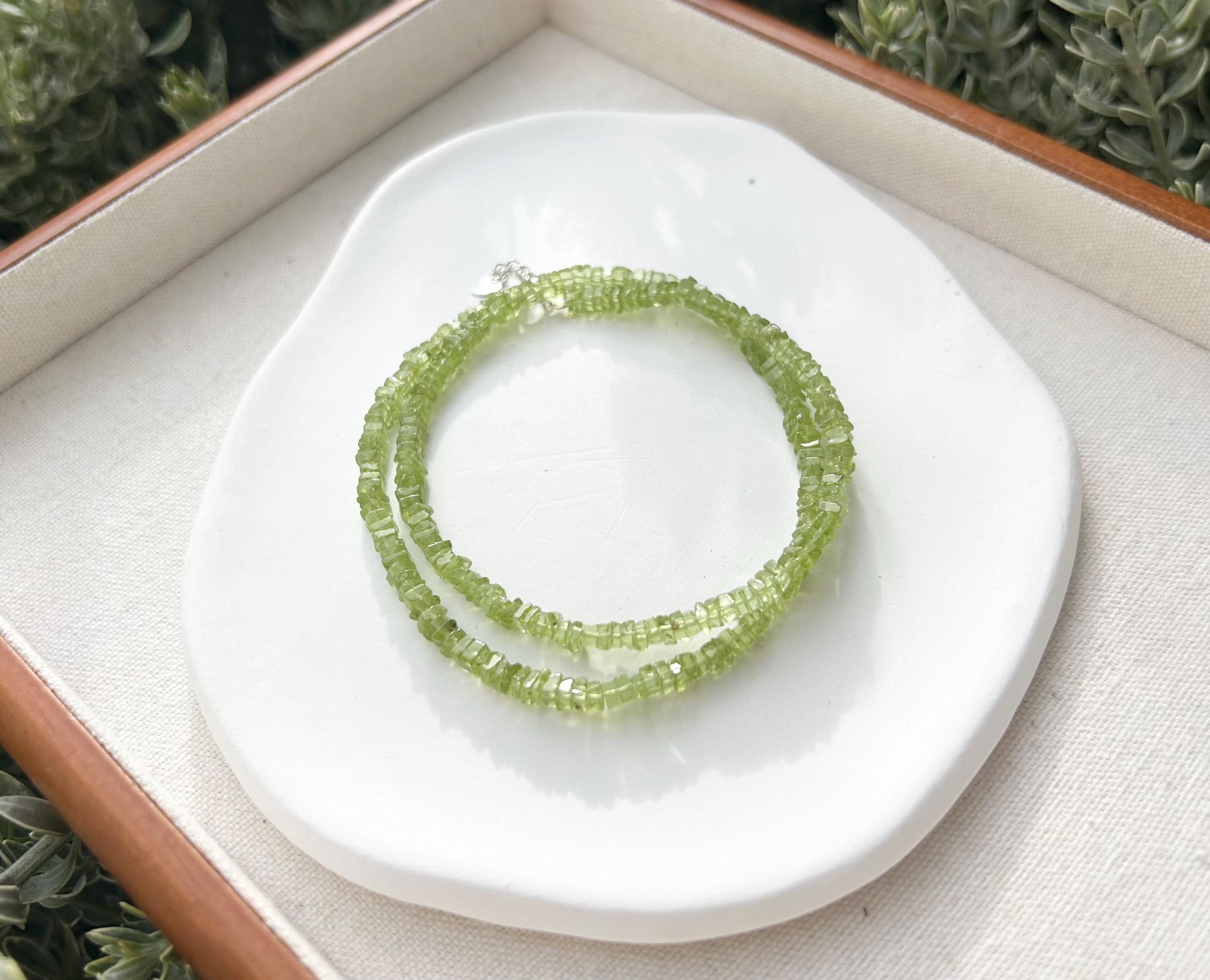 Peridot Necklace with S925 sterling silver accessories - Handmade Jewelry, 42cm long with extra 2cm extension, Gift for Her (26-049)